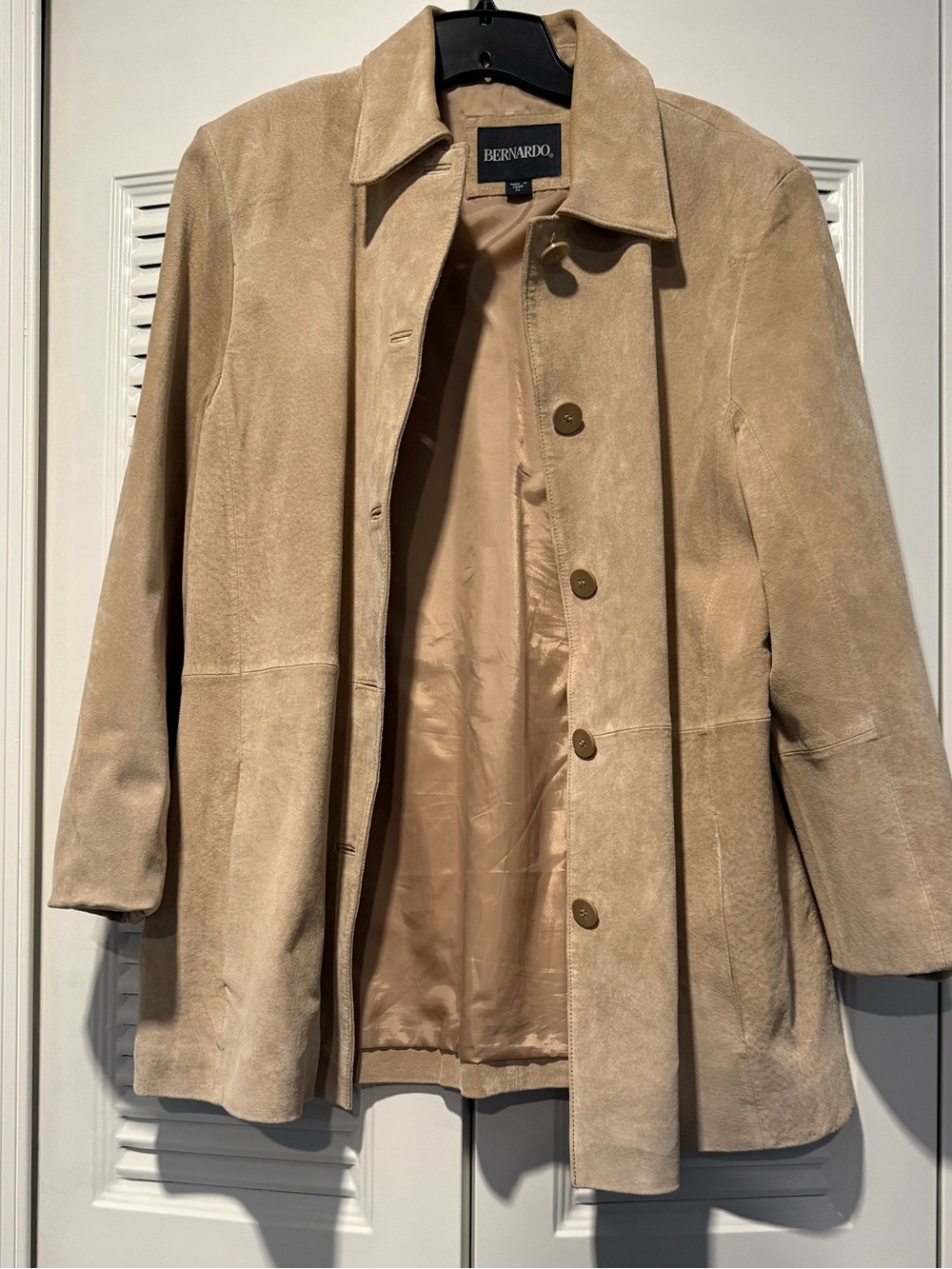 Bernardo Tan Suede Jacket with Button Detail